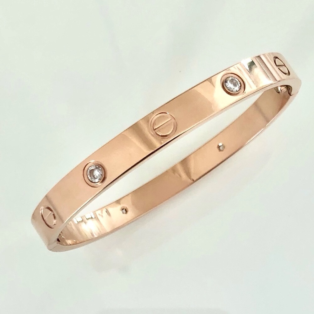 Rose Gold 4 Zirconia Screw Bracelet Classic Model